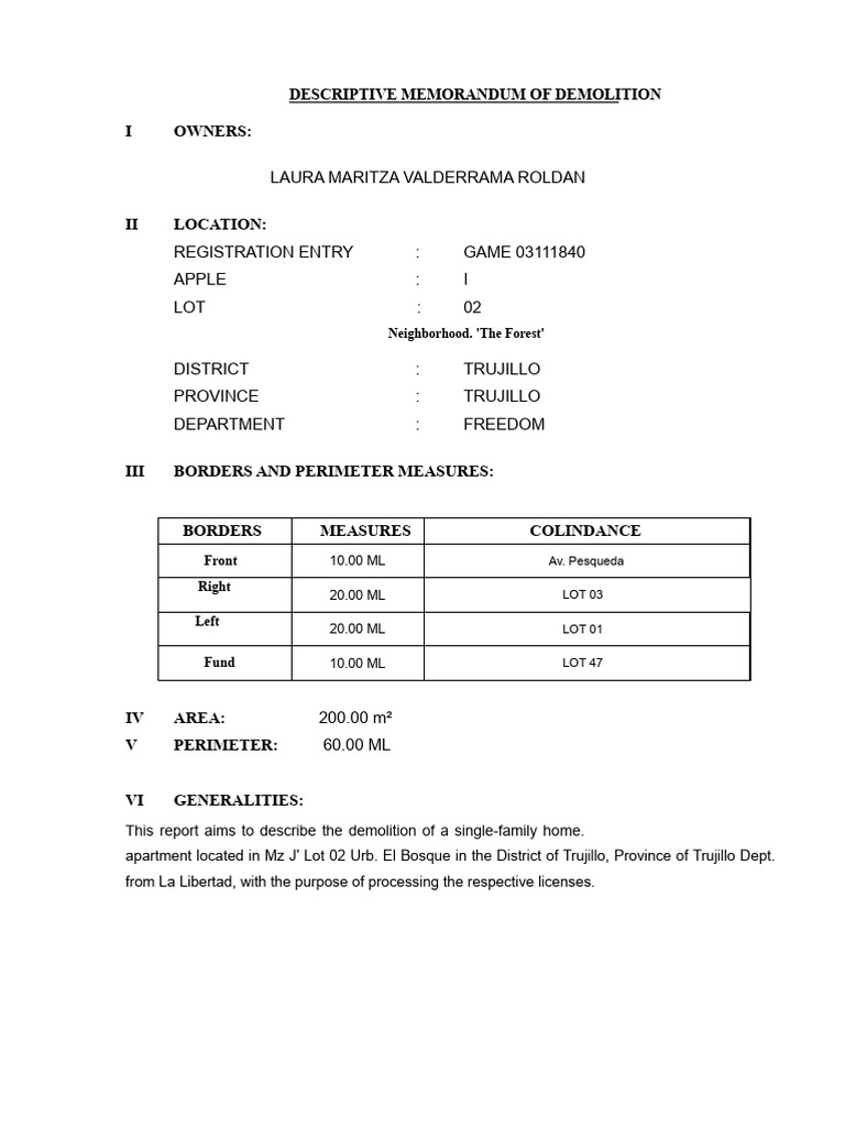 Demolition Plan for Trujillo Residence | PDF | Demolition | Beam ...