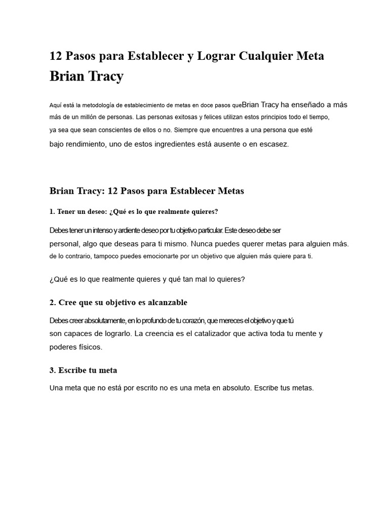 12 Pasos para Lograr tus Metas | PDF