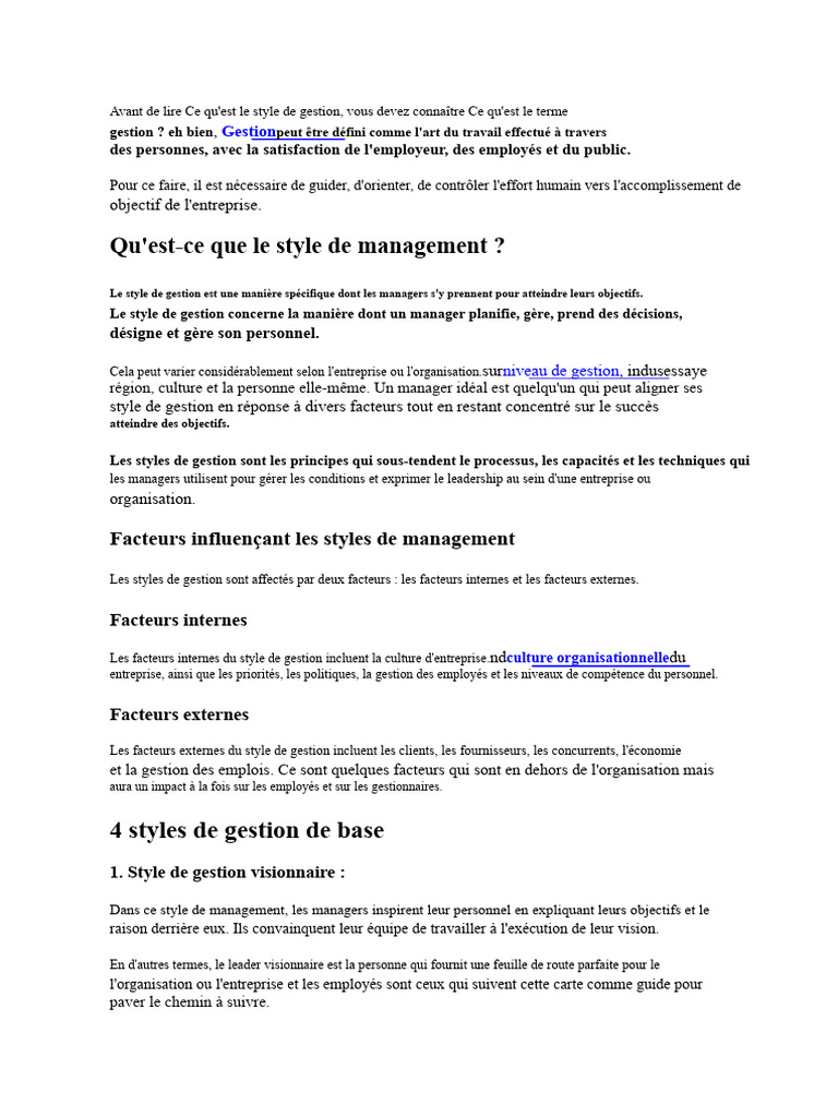 Styles de gestion : définition et types | PDF | Business