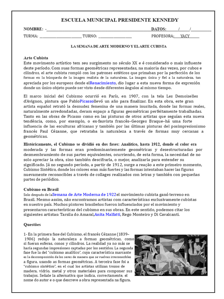 Arte Cubista: Historia y Características | PDF | Cubismo | Pablo Picasso