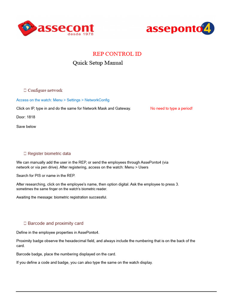 REP Control ID Quick Setup Guide | PDF