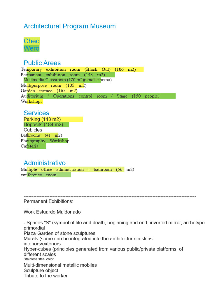 Architectural Program for Museum Design | PDF