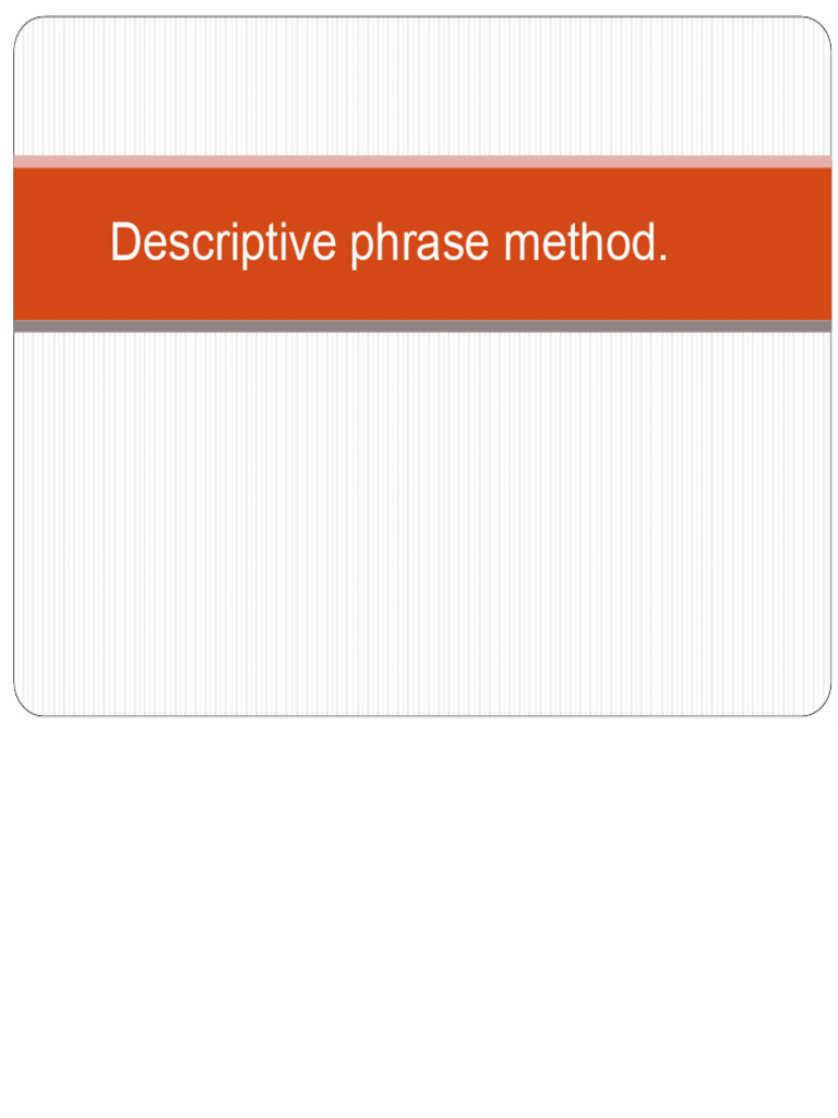 Method of descriptive phrases | PDF
