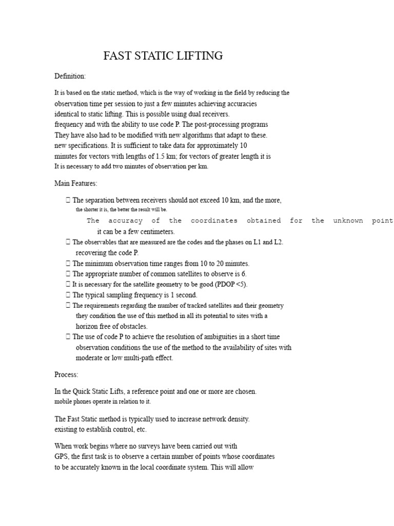 LIFTING-STATIC-FAST.docx | PDF | Surveying | Applied Mathematics