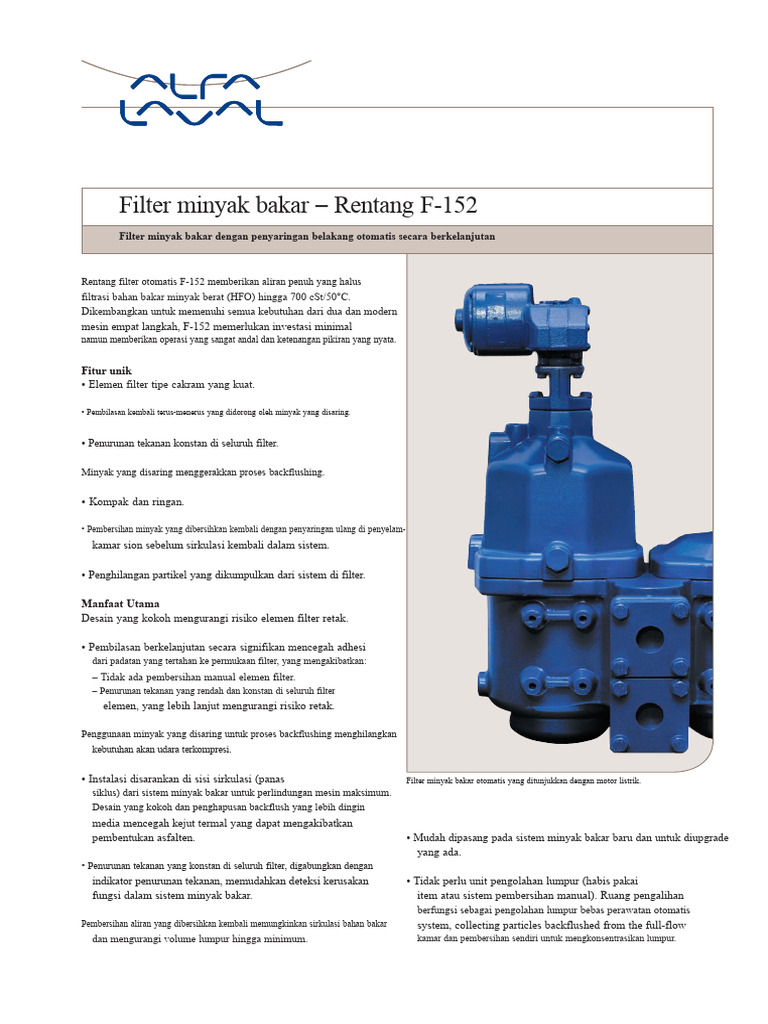 Filter Minyak Bakar Otomatis F-152 | PDF