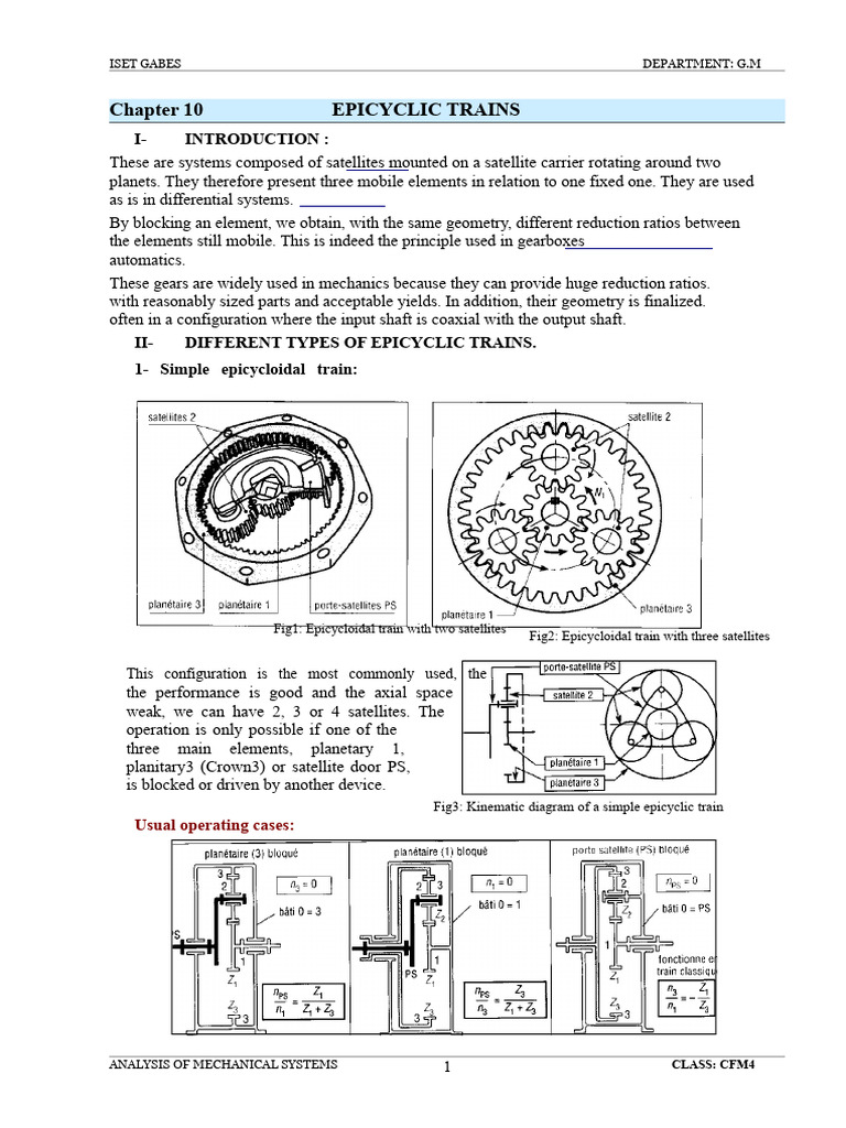 Epicycloidal Train PDF Mechanical Engineering Kinematics