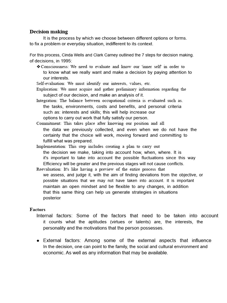 7 Steps of Effective Decision Making | PDF | Decision Making | Social ...