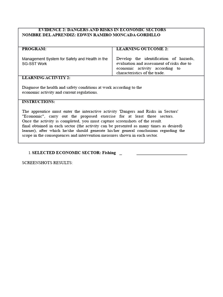 Interactive Activity Hazards and Risks in Economic Sectors | PDF | Risk ...