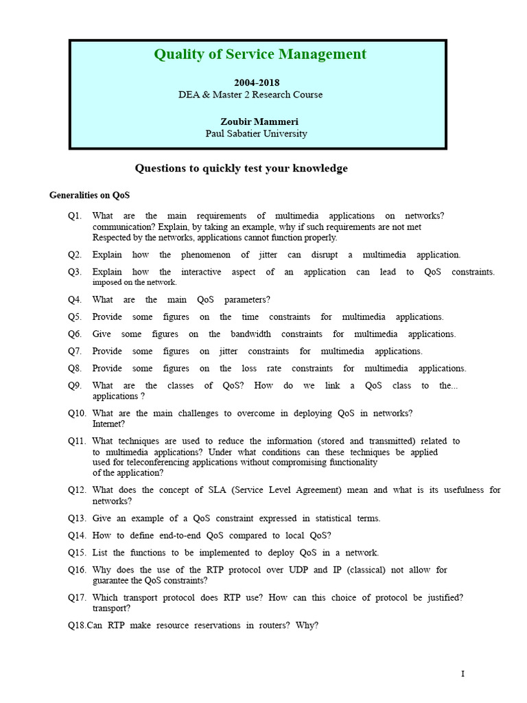 QoS Networks Exercises | PDF | Quality Of Service | Network Congestion