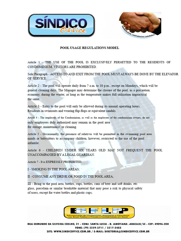 Pool Usage Regulation Model | PDF
