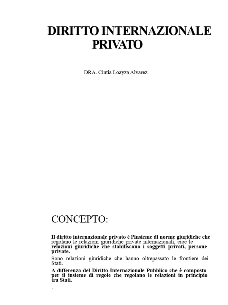 Diritto Internazionale Privato PPT - 1 | PDF