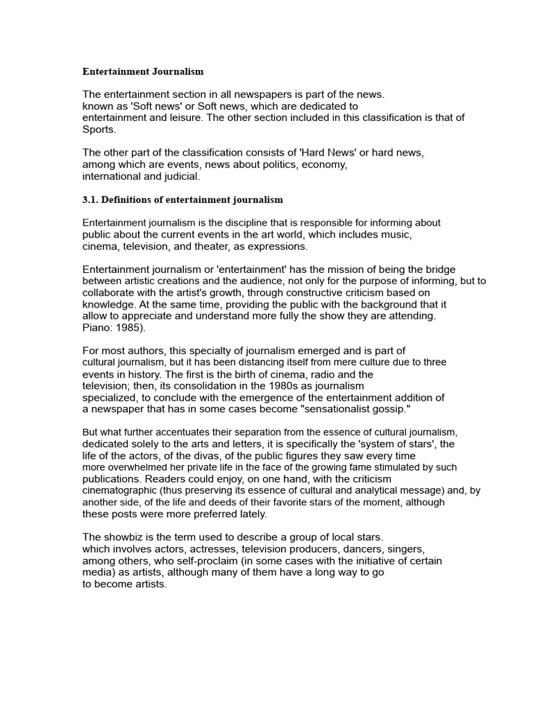 Understanding Entertainment Journalism | PDF | Road | Journalism