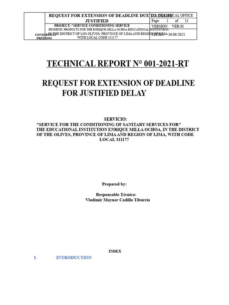 Extension Request for Project Delay | PDF