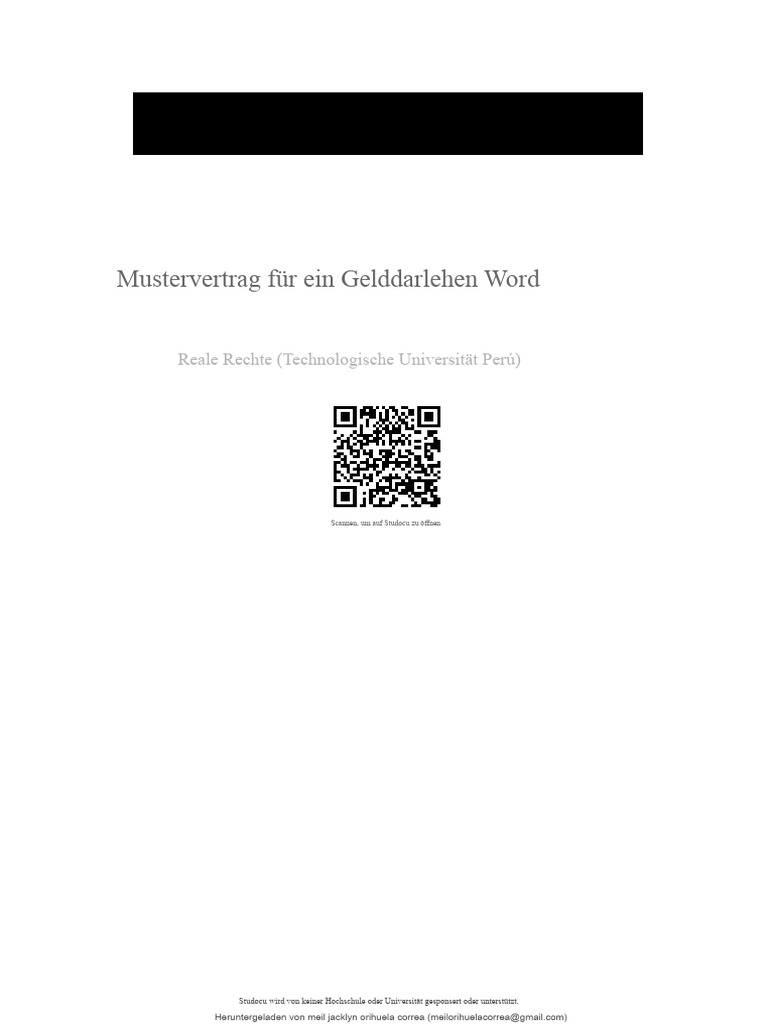 Mustervertrag Für Gelddarlehen Word | PDF