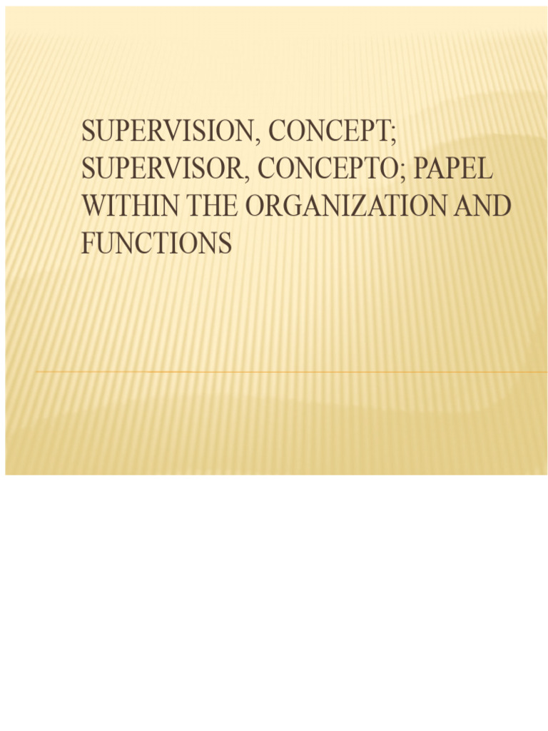 Supervision, Concept | PDF