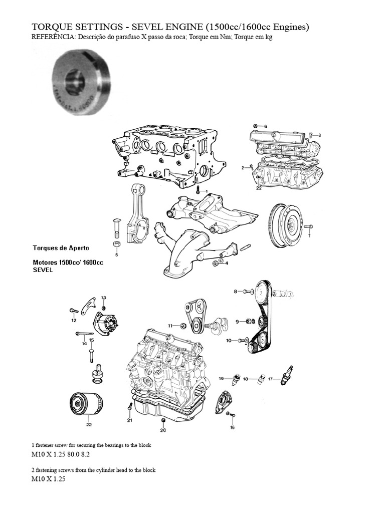 Torque Settings for Sevel 1500/1600cc Engines | PDF