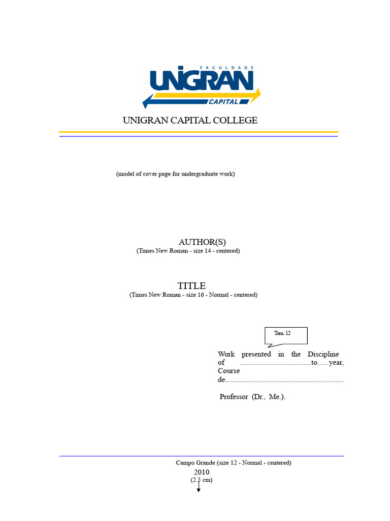 Graduation - Cover - Sheet (1) Unigran | PDF