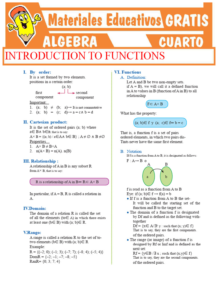 Introduction To Functions For Fourth Grade of Secondary School | PDF ...