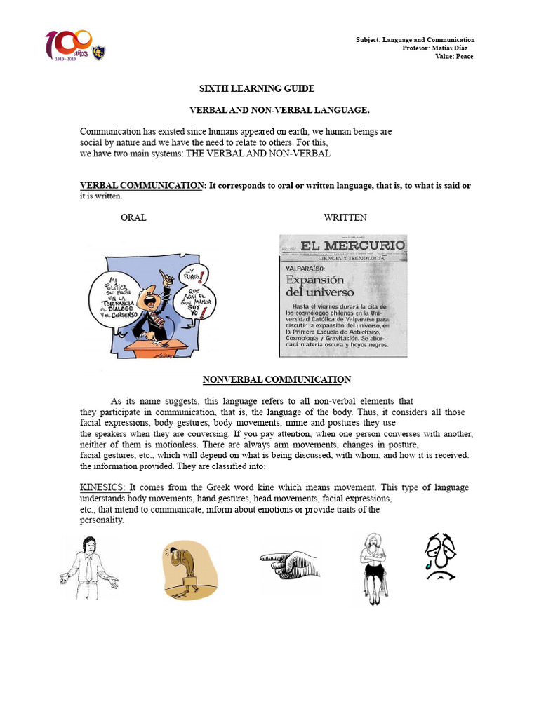 Verbal and Non-Verbal Communication Guide | PDF | Nonverbal ...