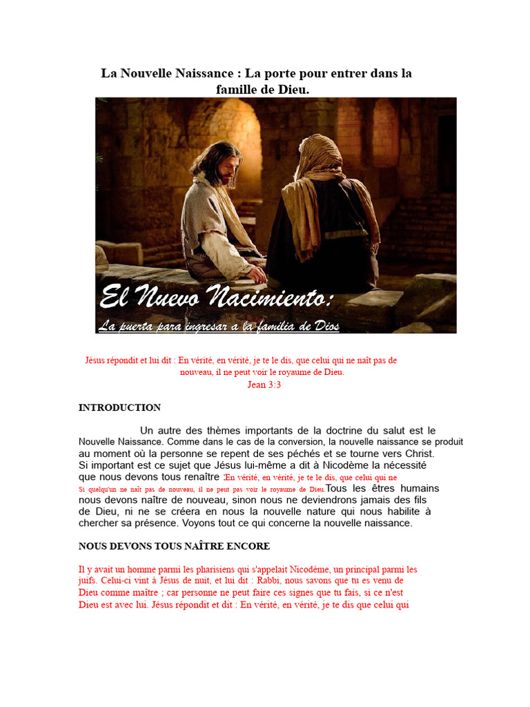 Nouvelle Naissance : Accès au Royaume de Dieu | PDF | Dieu | Jésus