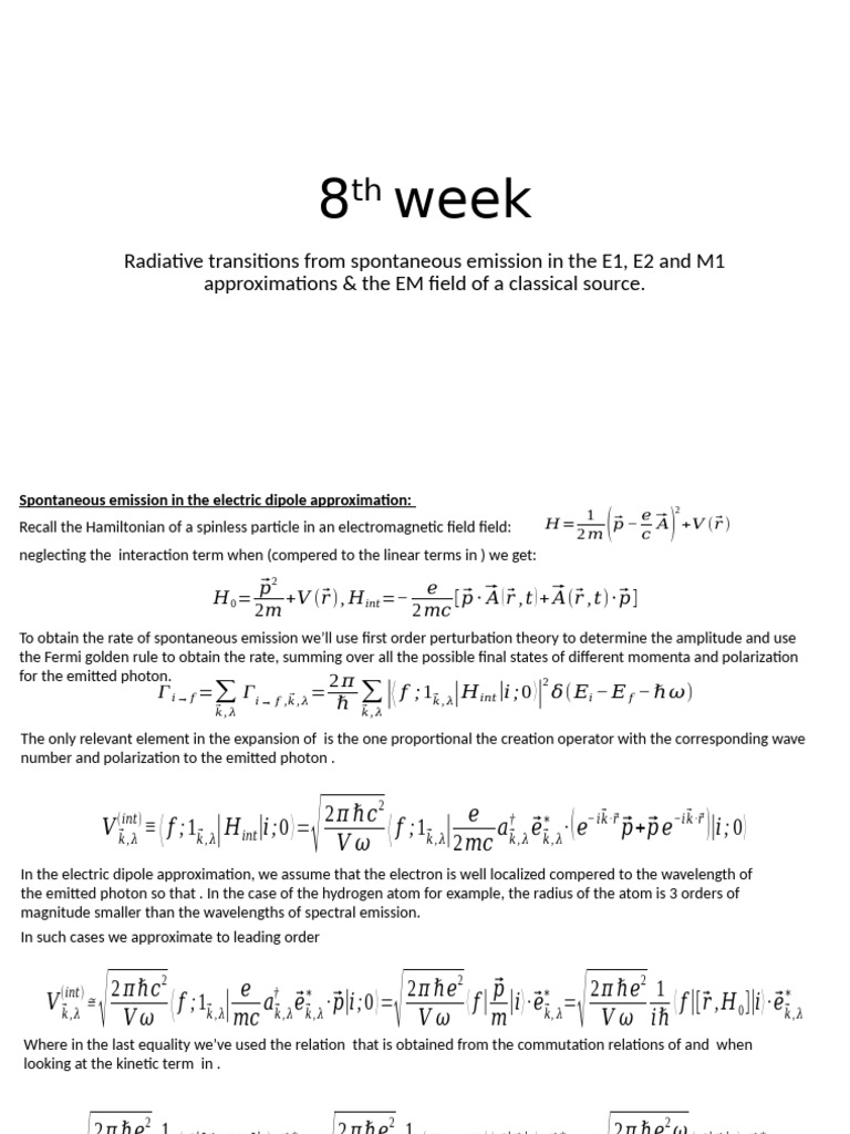 8th week - 2025 | PDF | Emission Spectrum | Photon