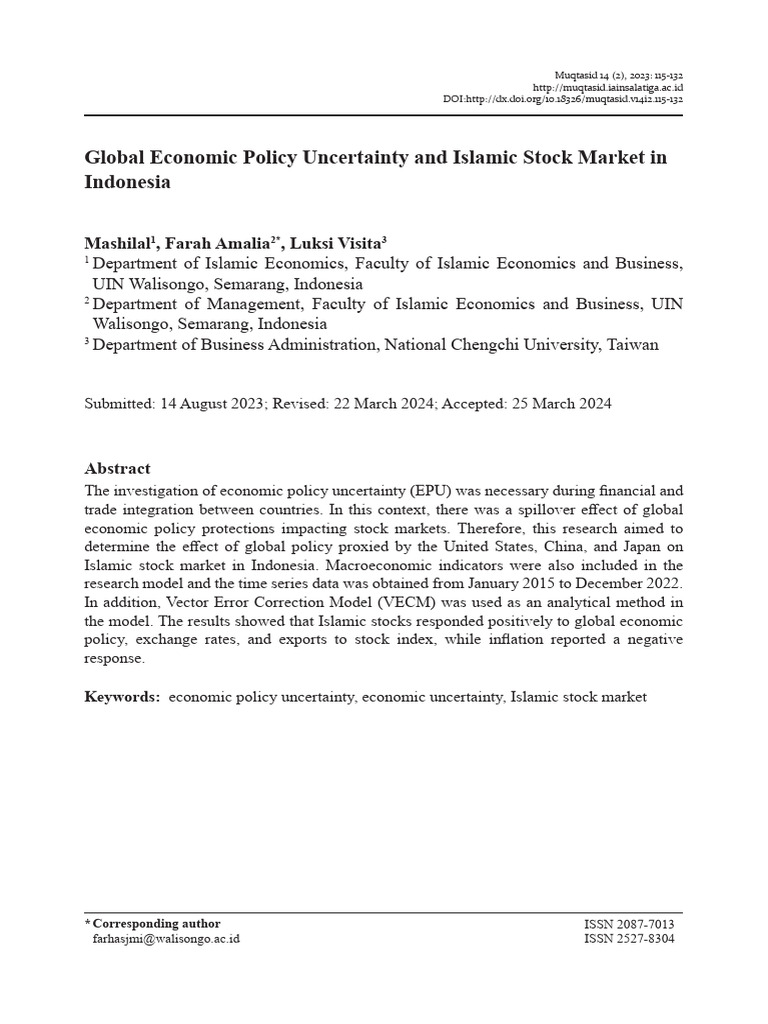 Global Economic Policy Uncertainty and Islamic Stock Market in ...