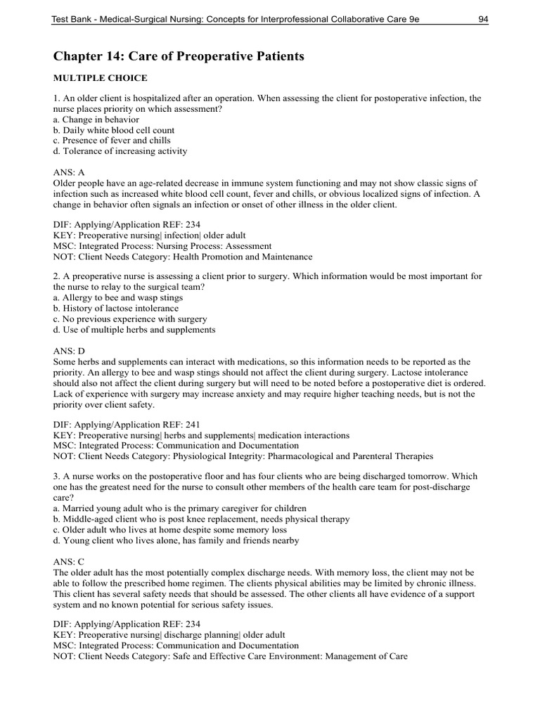 Preoperative Patient Care Guidelines | PDF | Anesthesia | Surgery