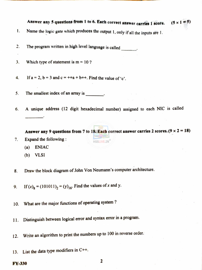 Computer Science Exam Questions Guide | PDF | Computer Programming ...