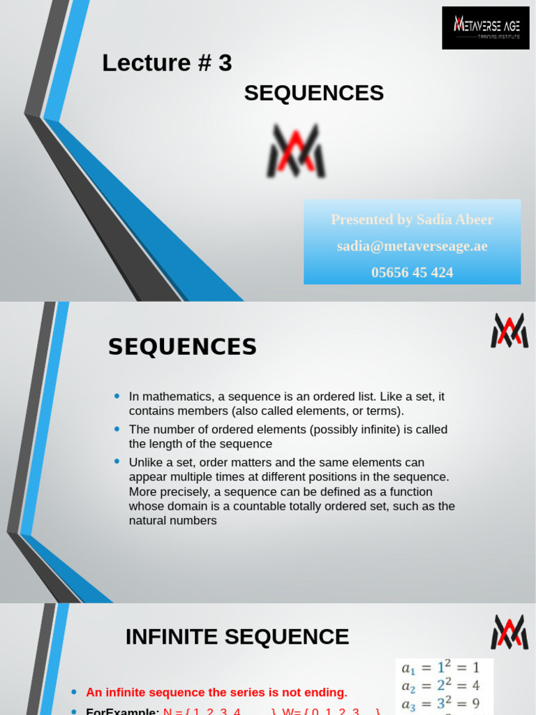 Lecture 3 Sequences | PDF | Sequence | Function (Mathematics)