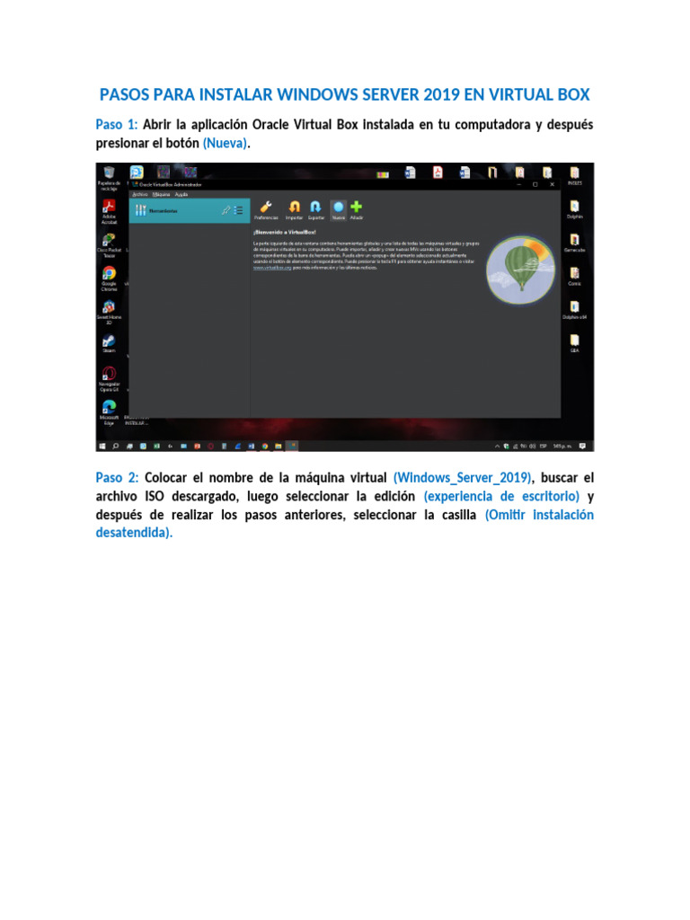 Instalar Windows Server 2019 en VirtualBox | PDF | Sistema operativo ...