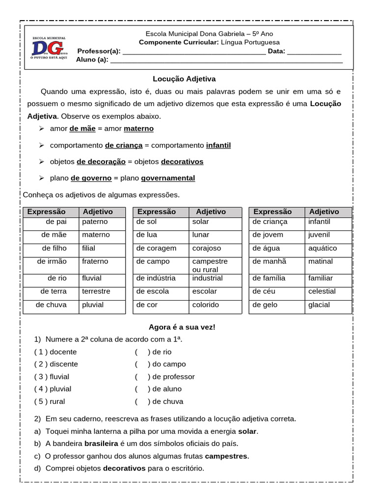 Entenda a Locução Adjetiva em Português | PDF | Lua