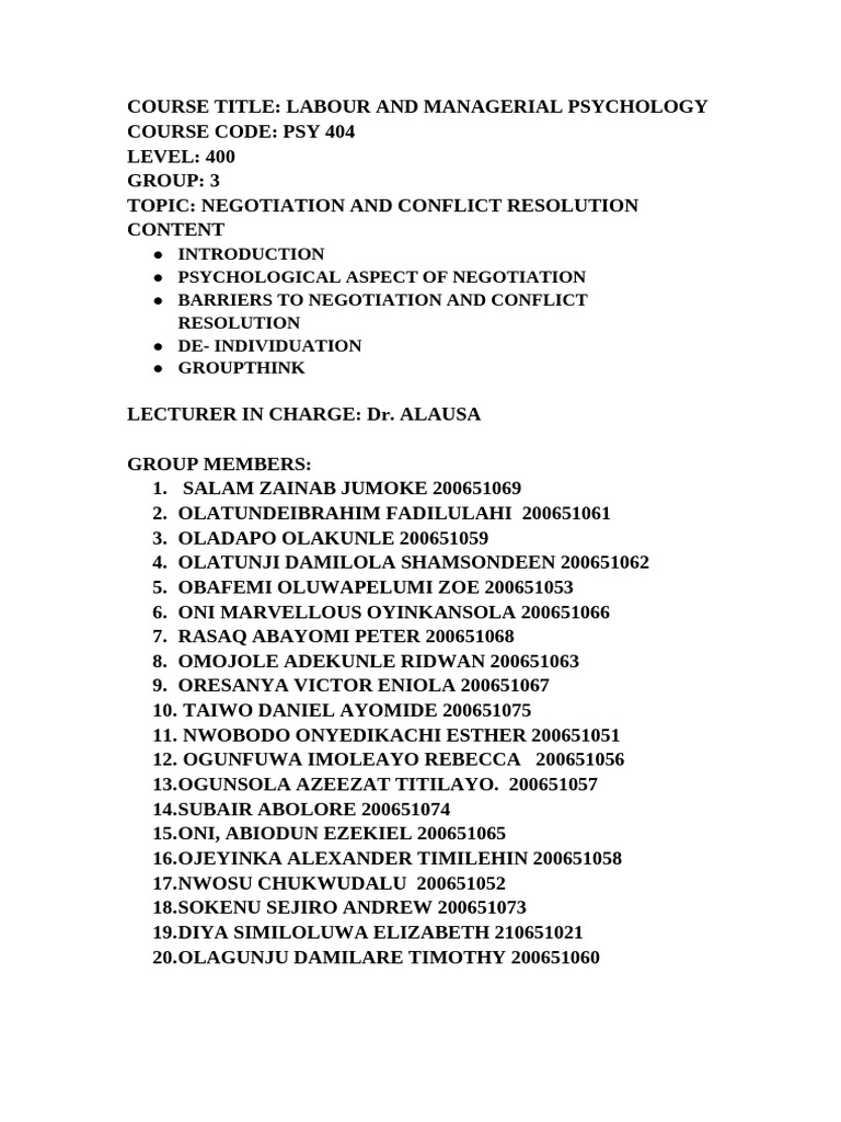 Negotiation and Conflict Resolution Insights | PDF | Conflict (Process ...