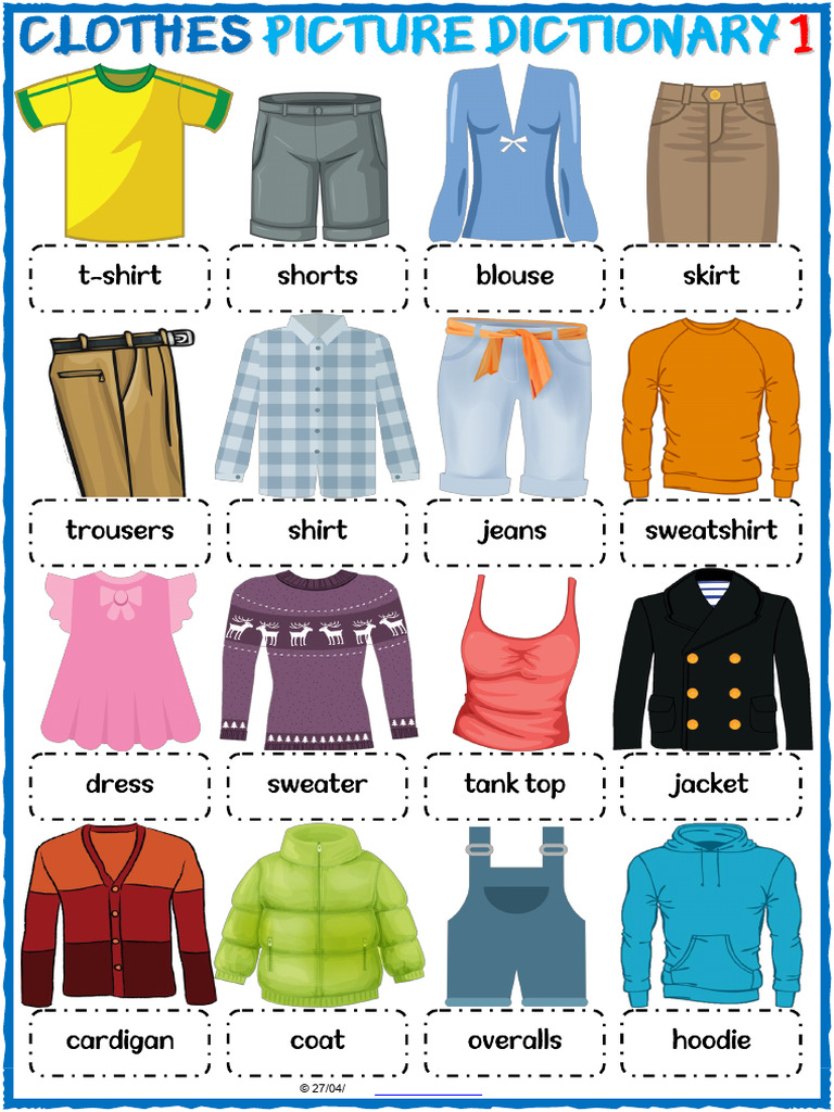 Clothing Vocabulary List | PDF