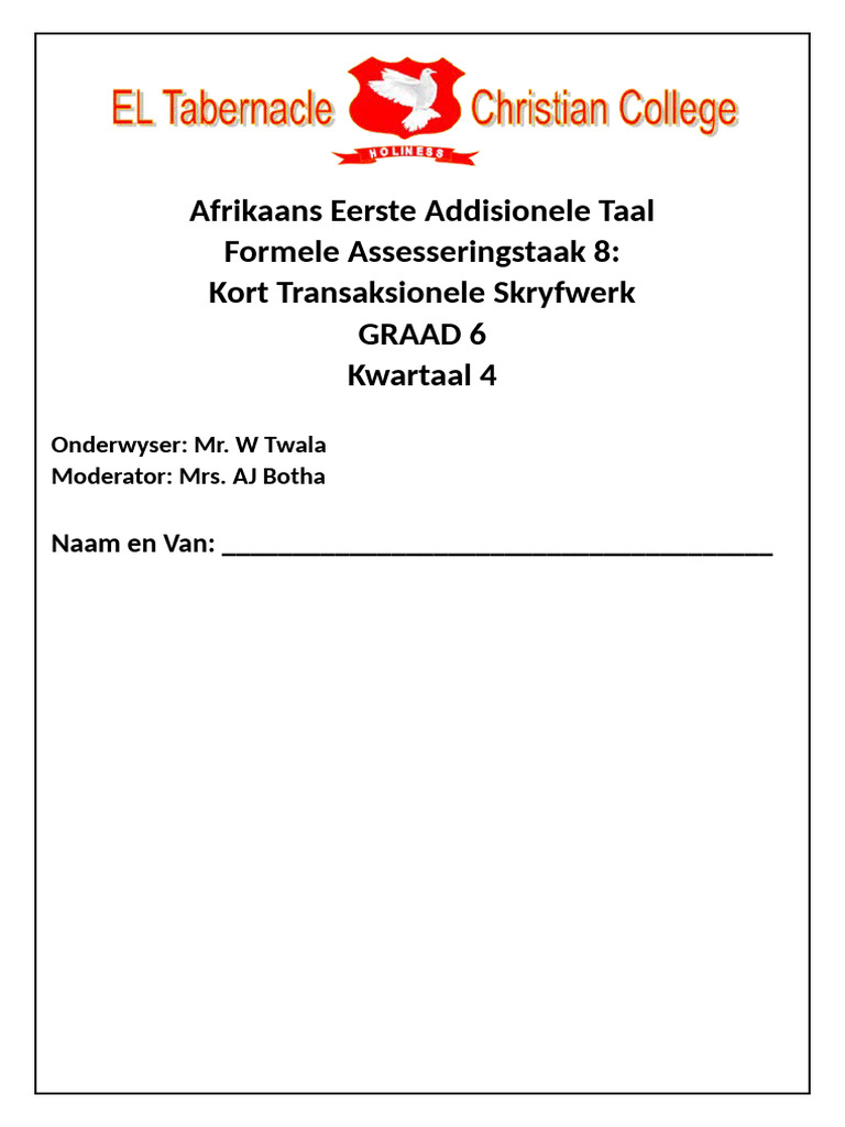 GR6 Formele Assesseringstaak 8 | PDF