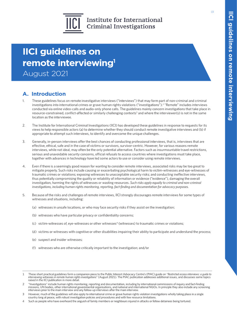 IICI Remote Interviewing Guidelines | PDF | Psychological Trauma ...