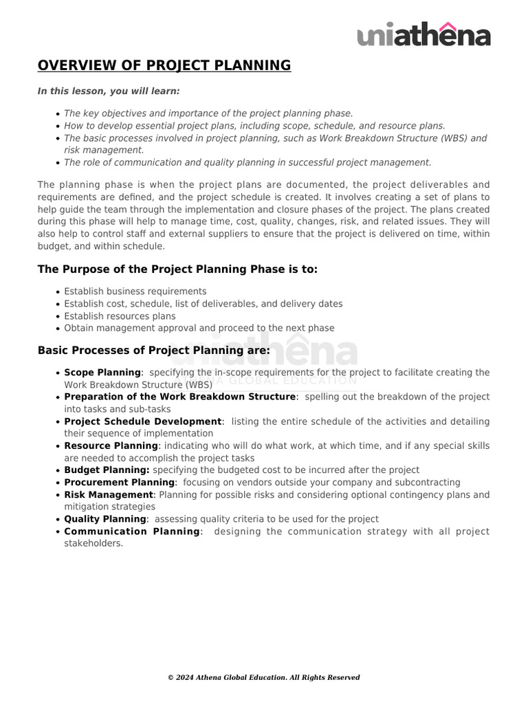 Project Planning Essentials Guide | PDF