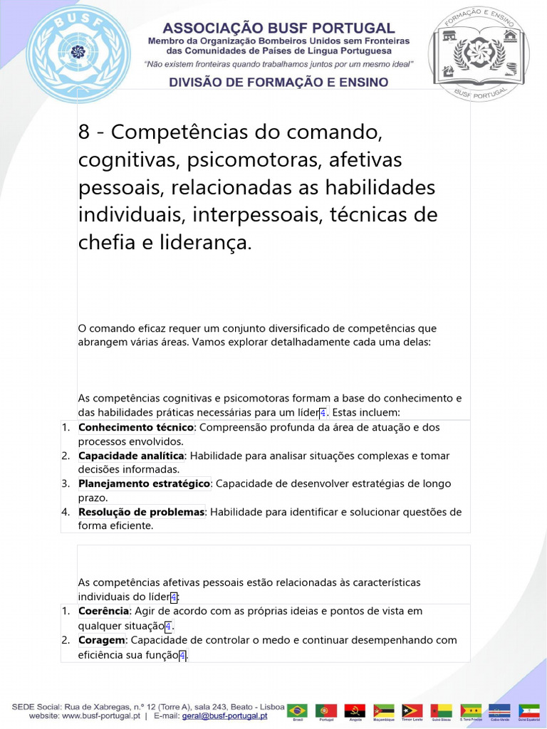 m 8 - Competencias Do Comando, Cognitivas, Psicomotoras, Afetivas ...