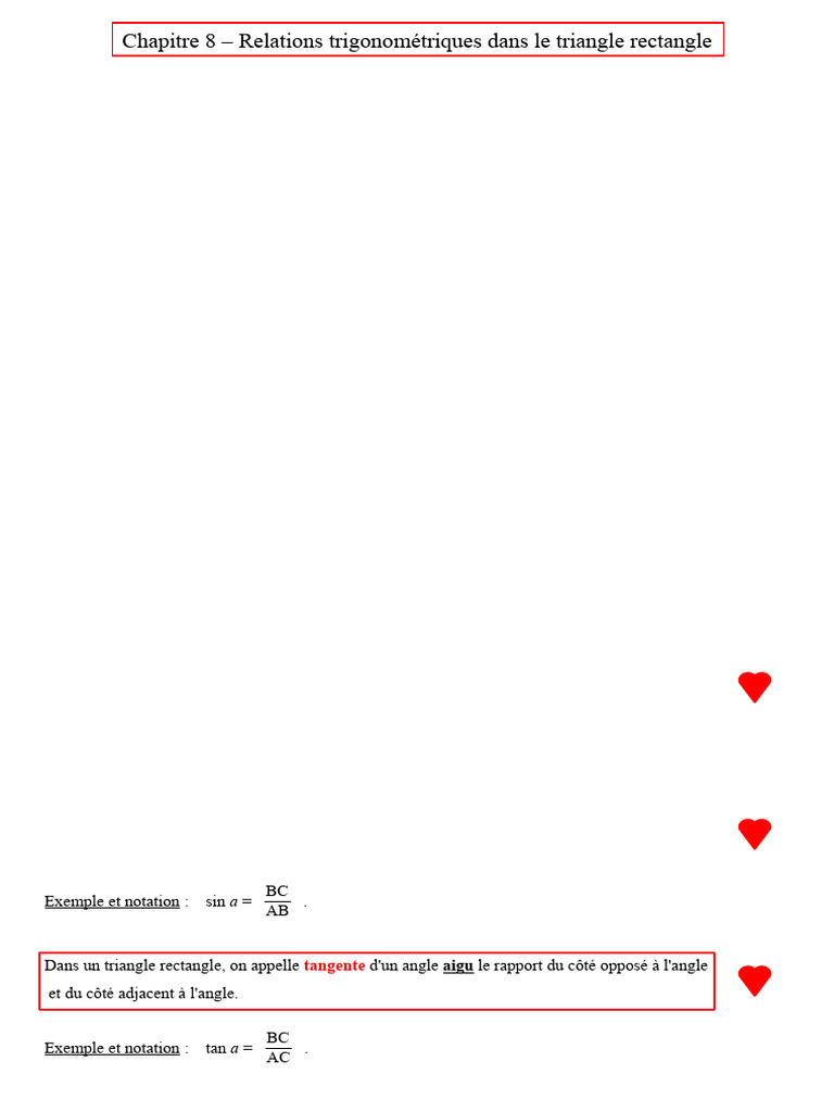 Trigonométrie dans le triangle rectangle | PDF | Fonction ...