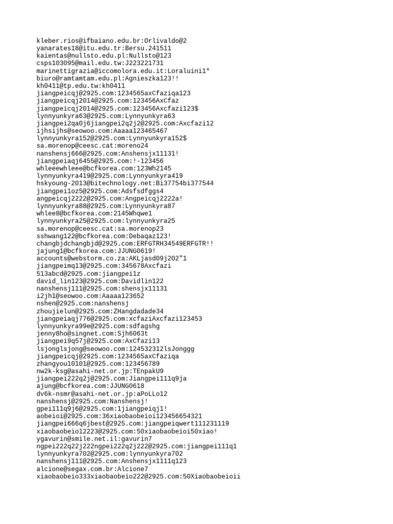 Email and Password List Compilation | PDF | Computer Access Control ...