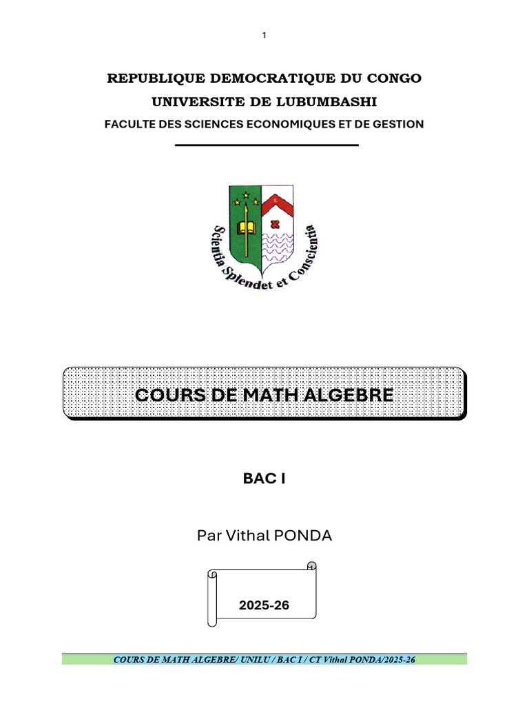 Cours de Mathématiques : Algèbre et Ensembles | PDF | Inclusion ...