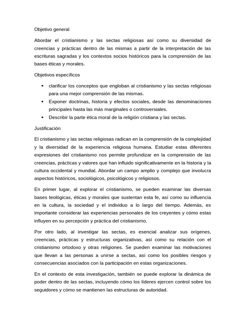 Cristianismo y Sectas: Creencias y Ética | PDF | Biblia | Jesús