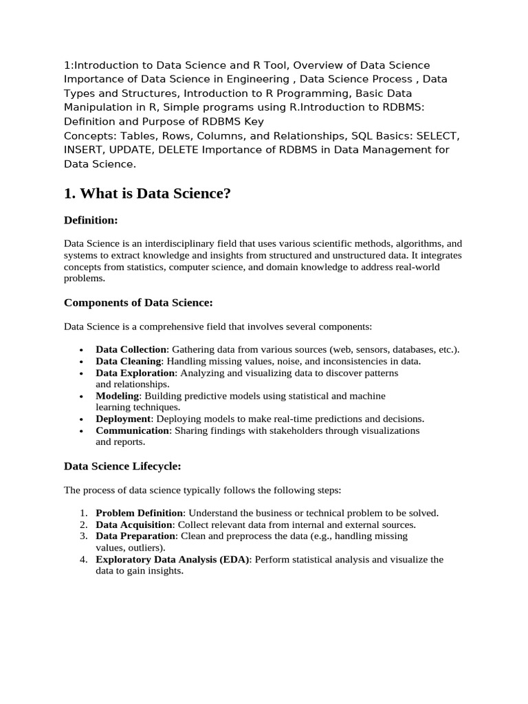 Data Science and R Programming Guide | PDF | Data Science | Data