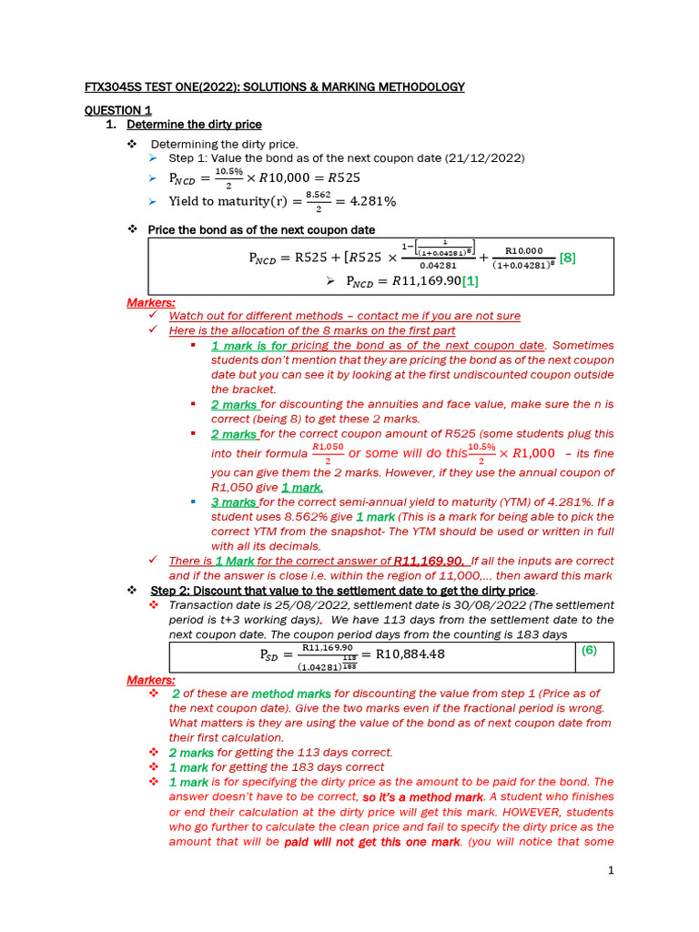 2. FTX3045S_Fixed Income Test 1_2022_Solutions | PDF | Bonds (Finance ...