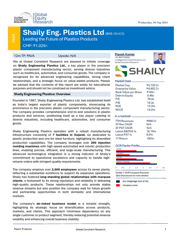 Shaily Engineering Plastics Overview | PDF | Valuation (Finance ...