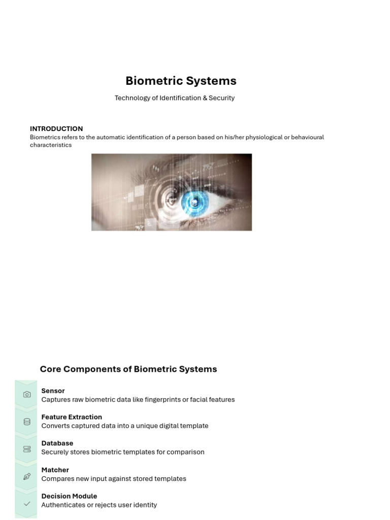 Biometric Systems: Identification & Security | PDF | Biometrics ...