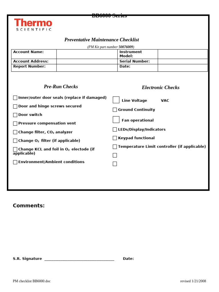 BB6000 Series PM Checklist Guide | PDF