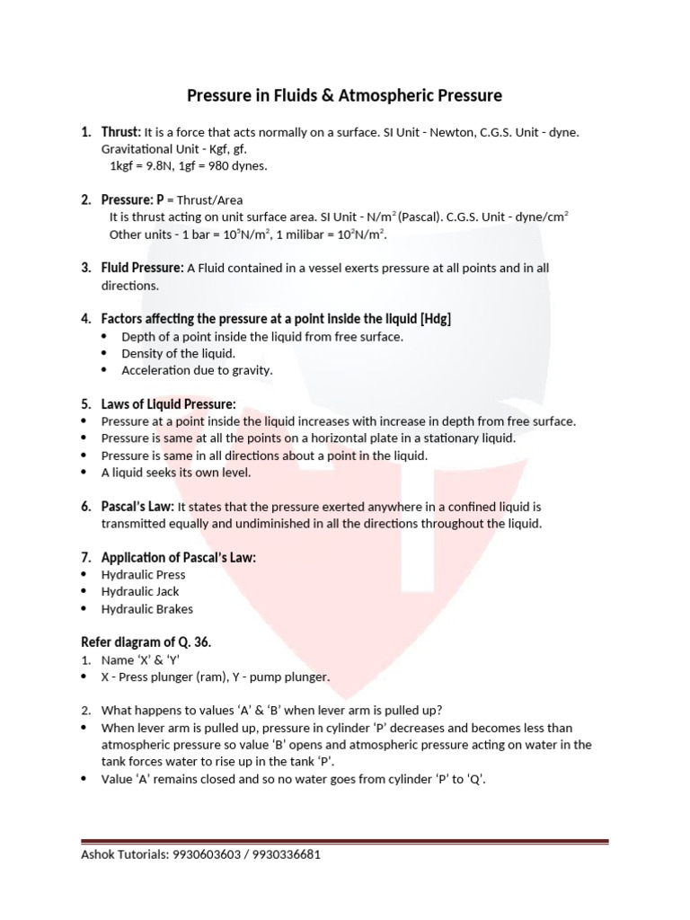 Understanding Fluid and Atmospheric Pressure | PDF | Pressure ...