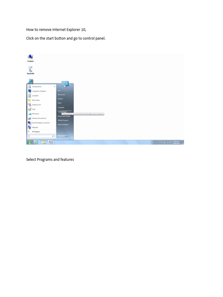 Uninstall Internet Explorer 10 and 9 Guide | PDF