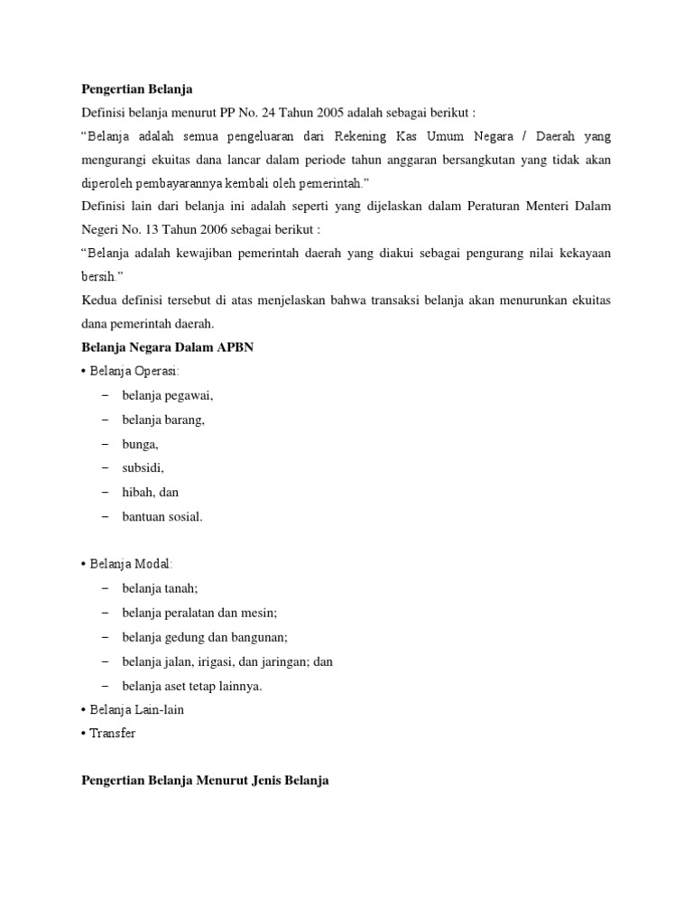 Pengertian Belanja