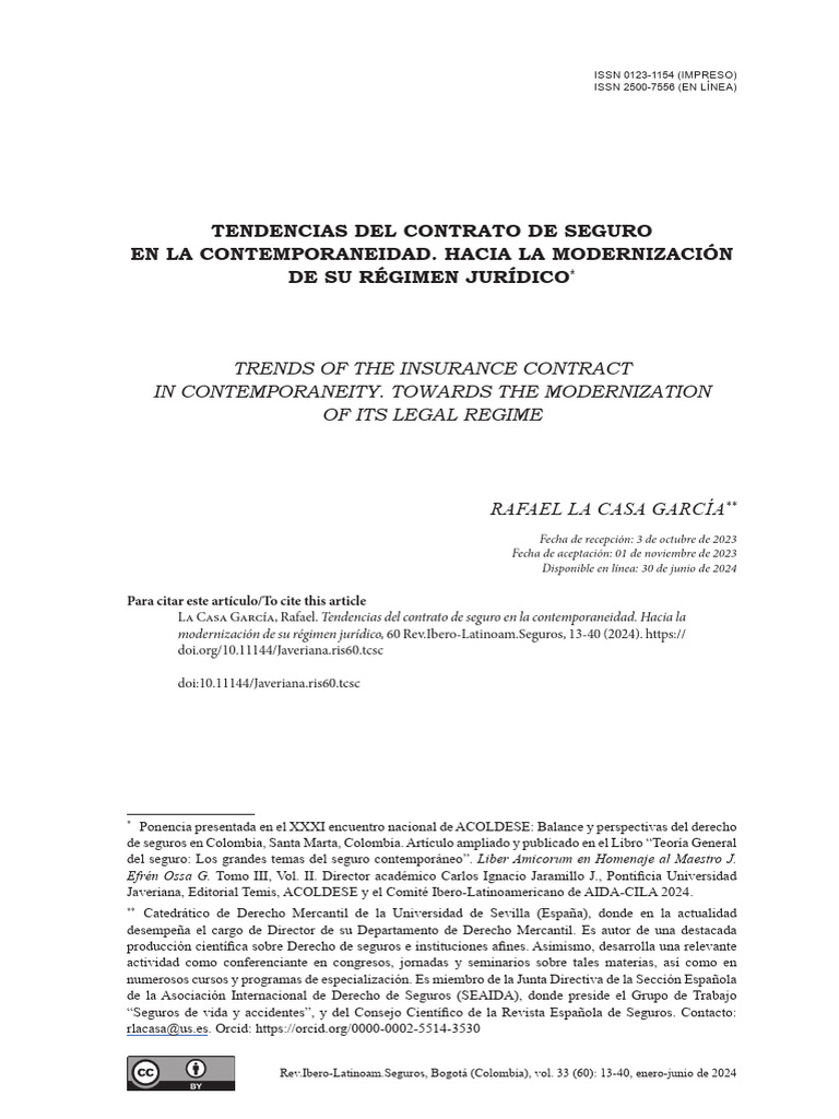 Modernización del Contrato de Seguro | PDF | Póliza de seguros | Seguro
